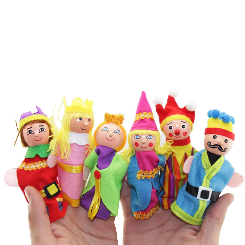 6 шт. Кукольные Плюшевые игрушки пальчиковые развивающие игрушки пальчиковые куклы деревянные театральные мягкие куклы детские развивающие игрушки Y107