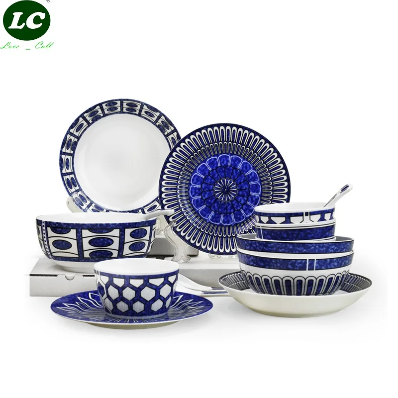 16pcs Dinnerware Set Round Ceramic Stoneware Serving Tableware Plates Bowls Mugs 