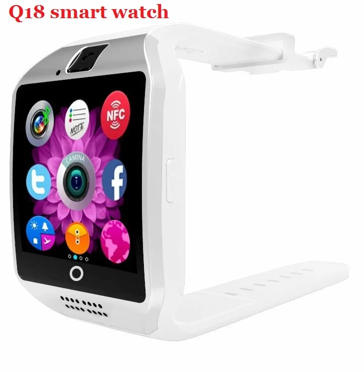 Q18 white Bluetooth Смарт-часы для мужчин Q18 с сенсорным экраном большая батарея поддержка TF sim-карта камера для телефона Android Smartwatch - Цвет: Q18 white