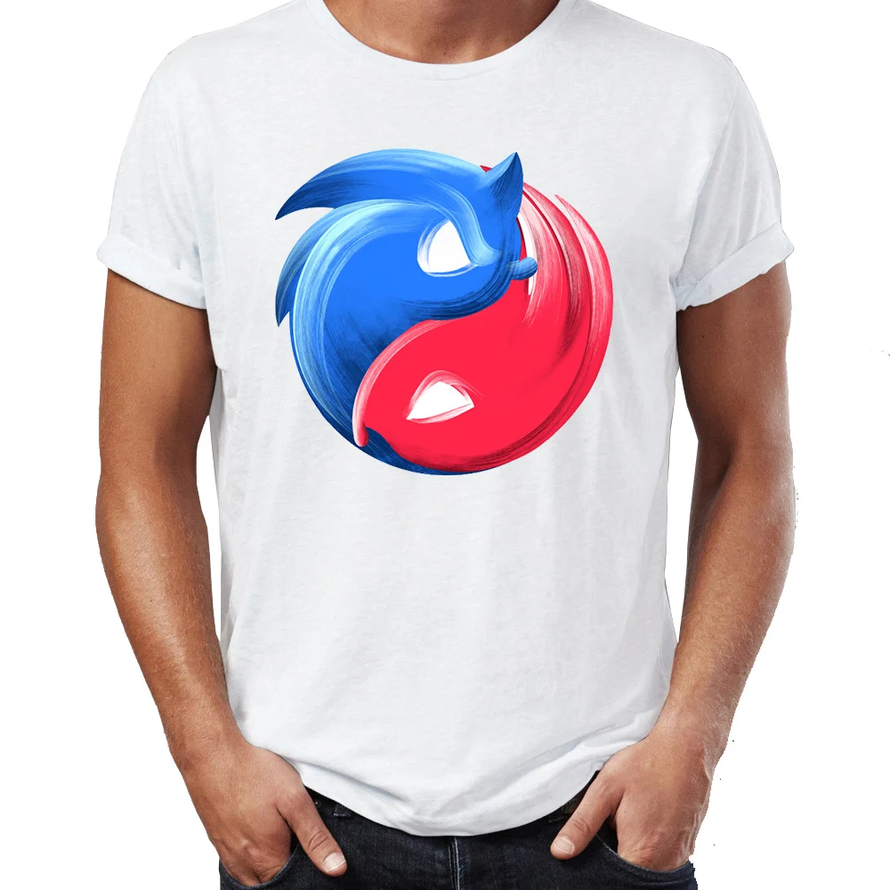 

Men's T Shirt Sonic Knuckles Yin Yang Awesome Artwork Printed Mens Tshirt Hip Hop Streetwear New Arrival Male Clothes