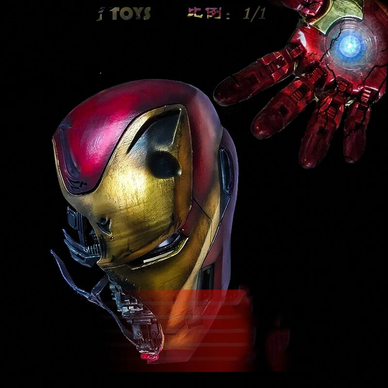Skup The Avengers 1 1 bitwa obrażenia kask W światła Avengers 4 Iron Man MK50 VL1902 rysunek zabawki wersja metalowa