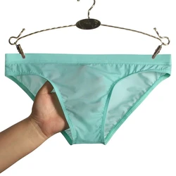 Breathable Men Briefs Ultra-thin Transparent Seamless Underpants Low-rise Ice Silk Sexy Men Panties Elastic Underwear Slip Cueca