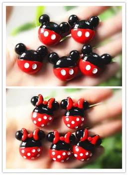 

wholesale 25*28mm 100pcs red point mouse kawaii resin flat back cabochon hair bow center scrapbooking