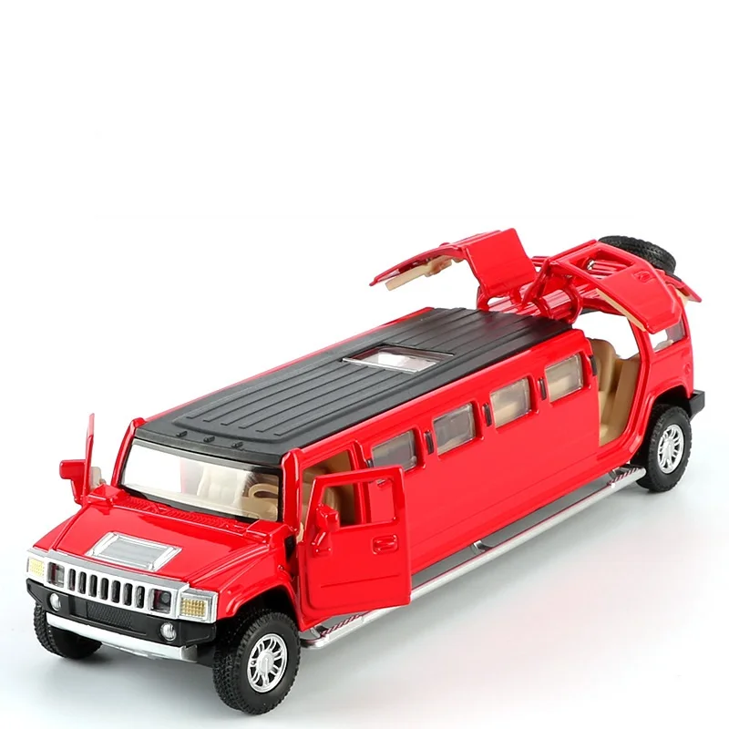Goede Hoge simulatie 132 legering hummer limousine metalen diecast auto model trek flashing musical kinderen speelgoed voertuigen gratis verzending