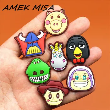 

14pcs a Set PVC Cartoon Animals Shoe Charms Cute Pig Dinosaur Dog Shoe Buckle Decorations fit Croc JIBZ Party Kid's Gifts U87