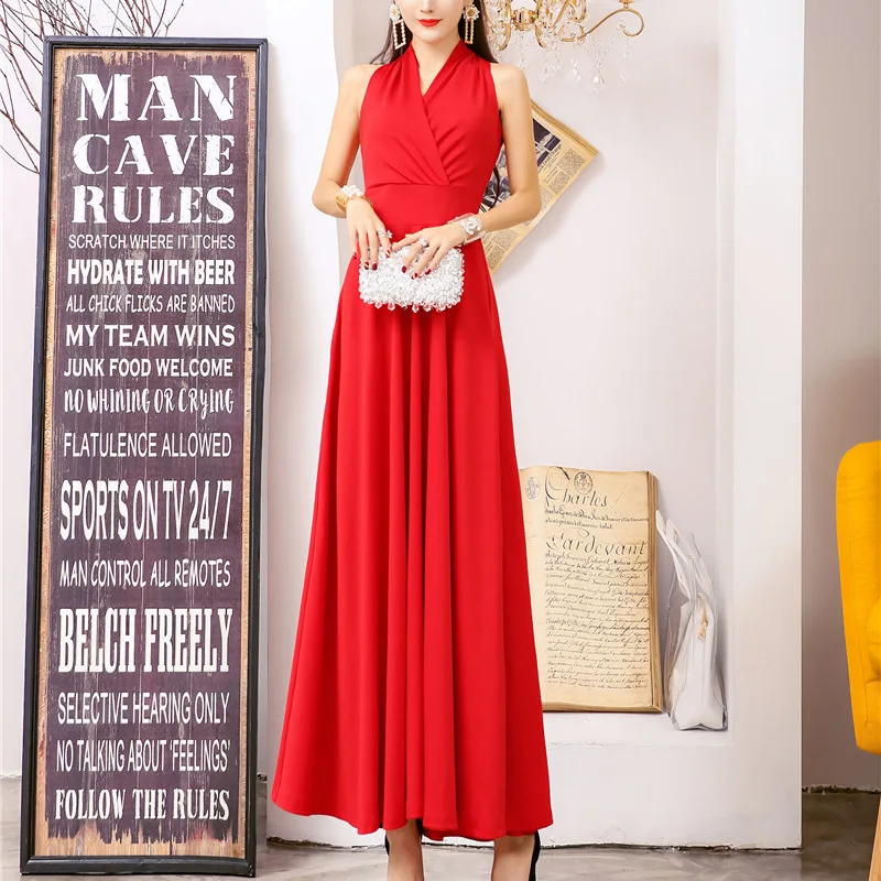 Женское длинное вечернее платье без рукавов красное ТРАПЕЦИЕВИДНОЕ ПЛАТЬЕ