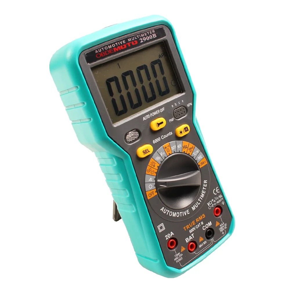 2900B AUTO Digital Car Multimeter 6000 Counts True RMS AC/DC Volt Amp Ohm Dwell Angle Rotational Speed Tester Update