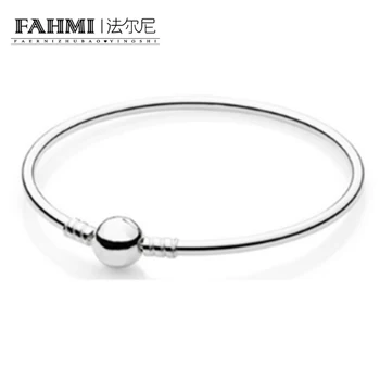 

FAHMI Genuine 100% 925 Sterling Silver spherical Classic buckle Ladies Bracelet Fit DIY Charms Original Gift Jewelry 590713