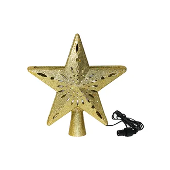 

LED Christmas Tree Topper Star Snowflake Projector Lights Glitter Treetop Decor Party Supplies with US Plug Random Color A50