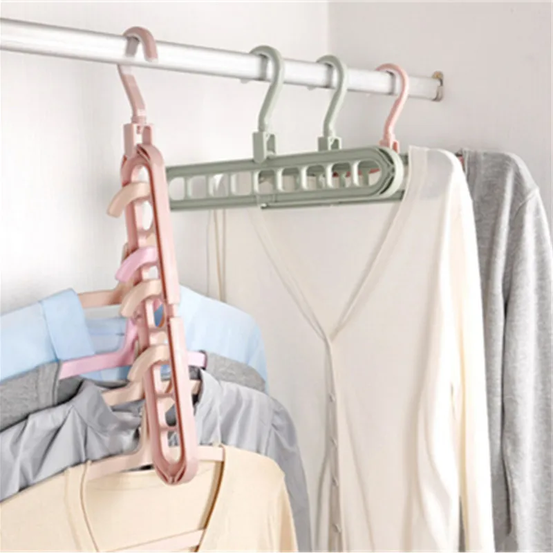 

9 Holes/Set Shirts Clothes Hanger Holders Save Space Non-slip Clothing Organizer Practical Racks Sliding Hangers for