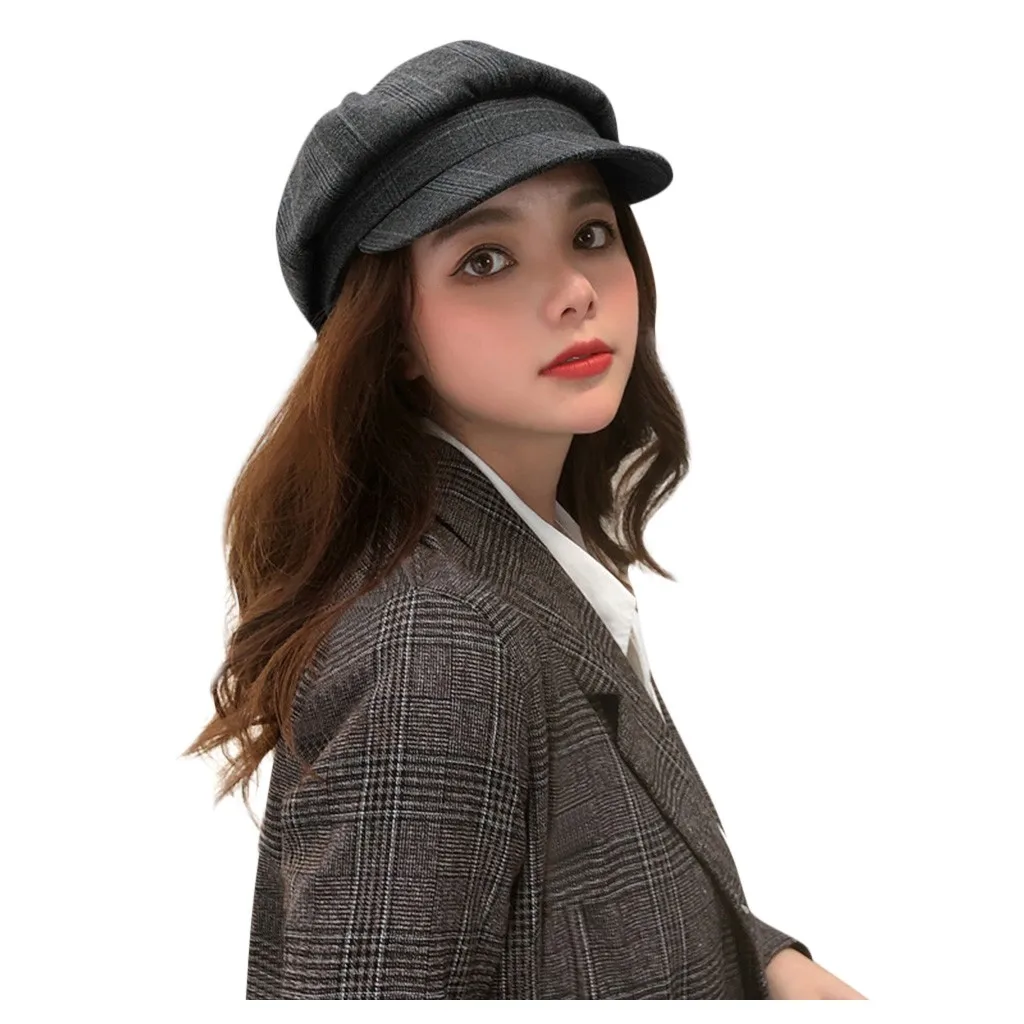 Повседневные береты, женская зимняя клетчатая шапка, береты, зимняя винтажная простая дышащая женская модная простая Кепка Newsboy s