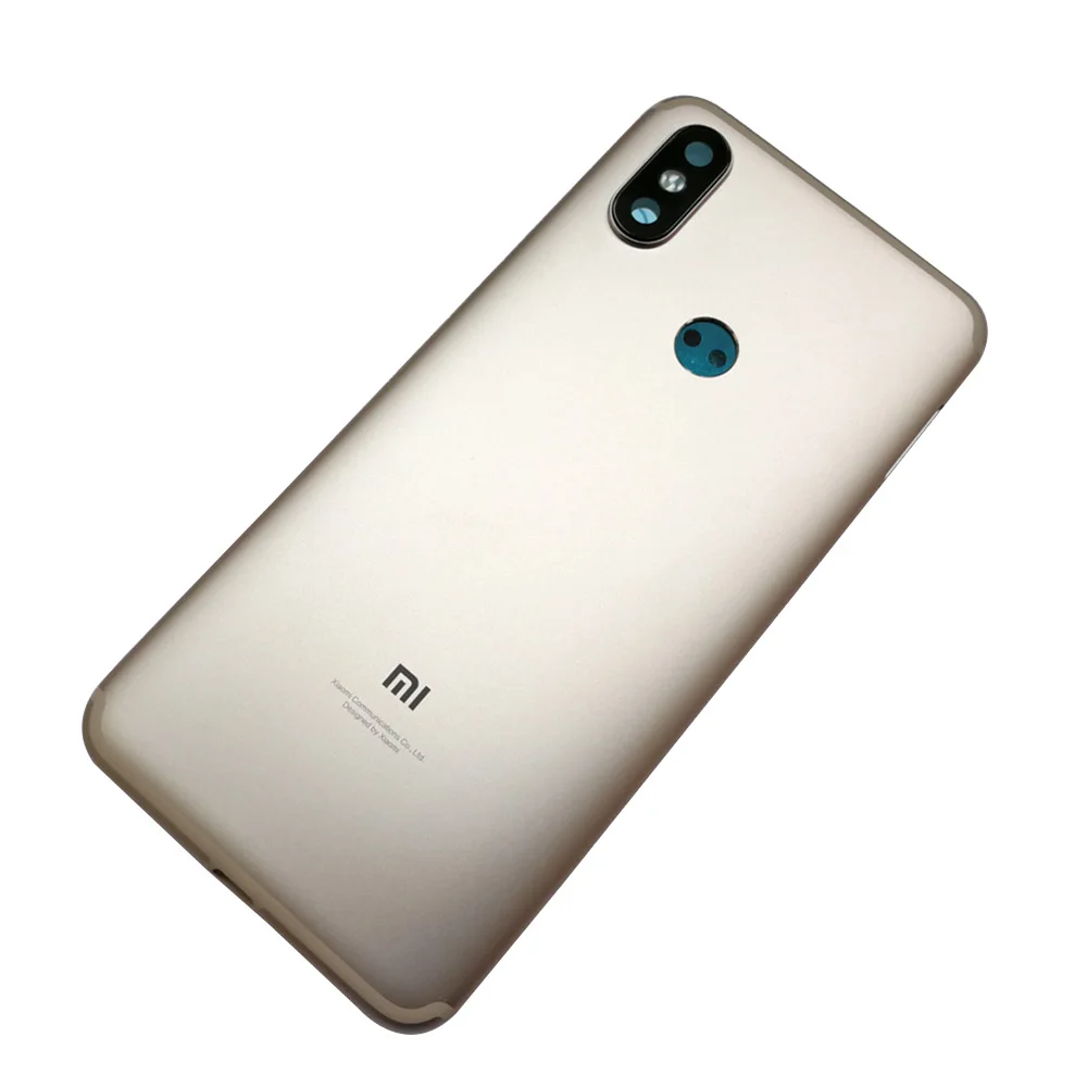 Для Xiaomi mi A2/mi 6X Батарейная дверь металлическая задняя крышка Запасные части Корпус чехол с кнопками громкости питания и объективом камеры - Цвет: Gold