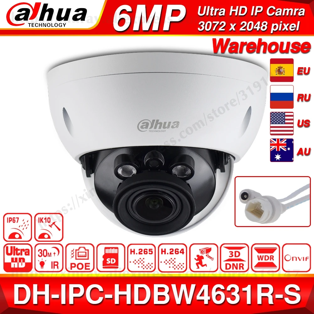 Dahua IPC-HDBW4631R-S 6MP POE IP камера Поддержка 30 м IR IK10 IP67 POE H.265 слот для sd-карты WDR обновление с IPC-HDBW4431R-S