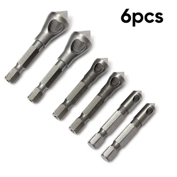 

New 6pcs/Set Titanium Coated Countersink Deburring Drill Chamfering Cutting Tool