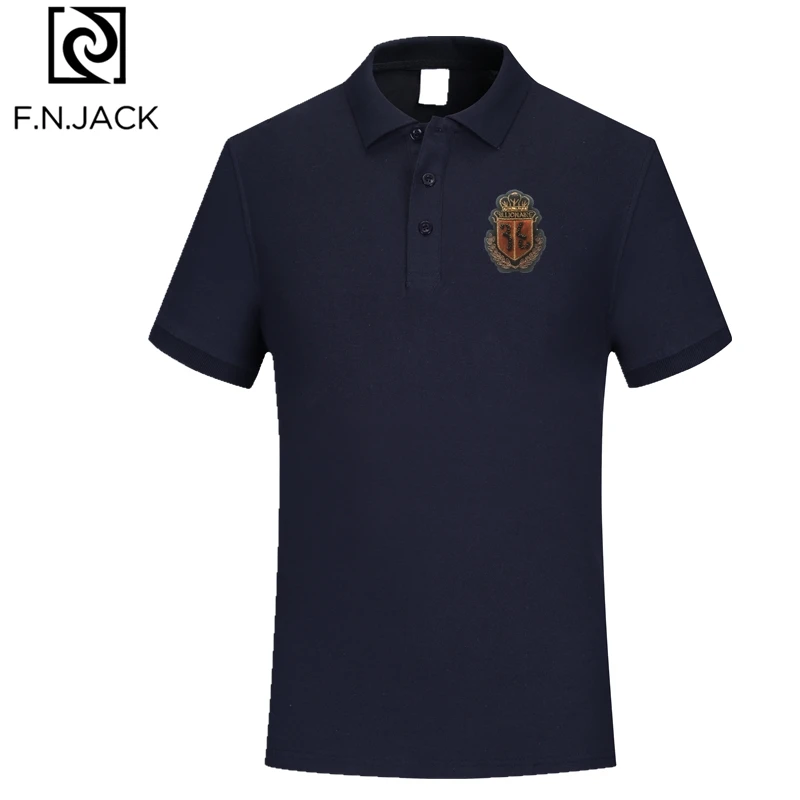 F.N.JACK, Мужская классическая рубашка поло, ручная работа, тренд, короткий рукав, топ, модный, патч, дизайн, поло, не скатывается
