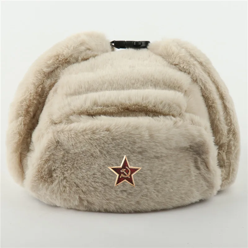 Soviet Star BG CAMOLAND, женская, советская, значок, русская ушанка, пилот, шапка-бомбер, мужская, искусственный мех, армейский, военный, зимний, ушанка, снежные шапки - Цвет: Soviet Star BG