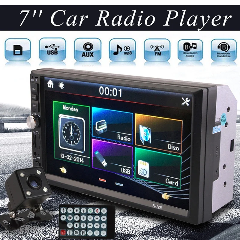 Vehemo 7 дюймов с задней камерой MP5 плеер Видео плеер AUX премиум сенсорный экран FM автомобильный комплект Hands-Free Автомобильный плеер Bluetooth