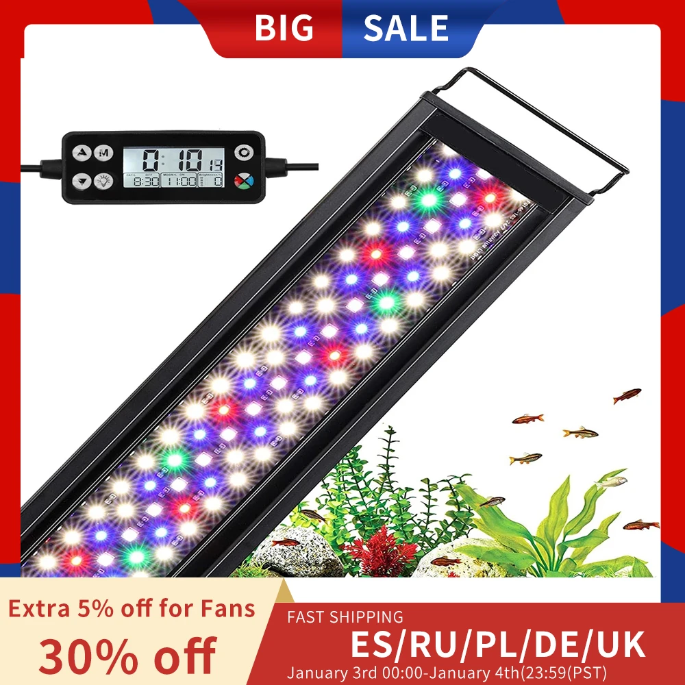 60105cm Wrgb Led Aquarium Light With Timer Waterproof Fish Tank Light