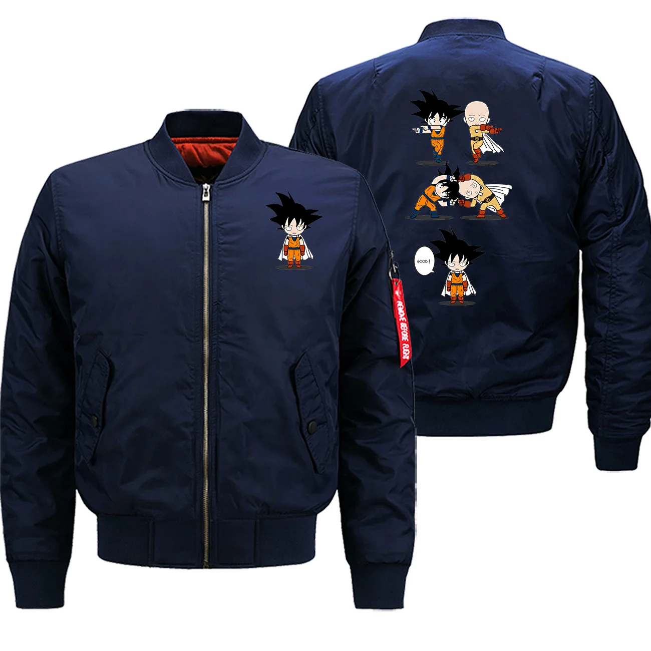 One Super Punch Saiyan, Забавный принт,, зимняя мужская куртка, уличная одежда, мотоциклетная куртка-бомбер, теплая одежда, куртка на молнии - Цвет: dark blue6