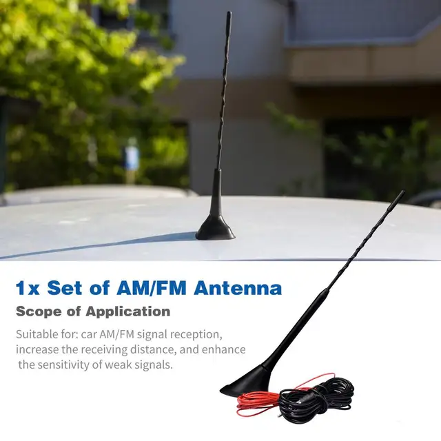 Ffycin Antenne Amplifiée Autoradio AM FM Radio Universelle, 2 en 1 Antenne  TV de Voiture Connecteur F + Antenne Radio Amplificateur d'Autoradio Antenne  de Voiture TV 