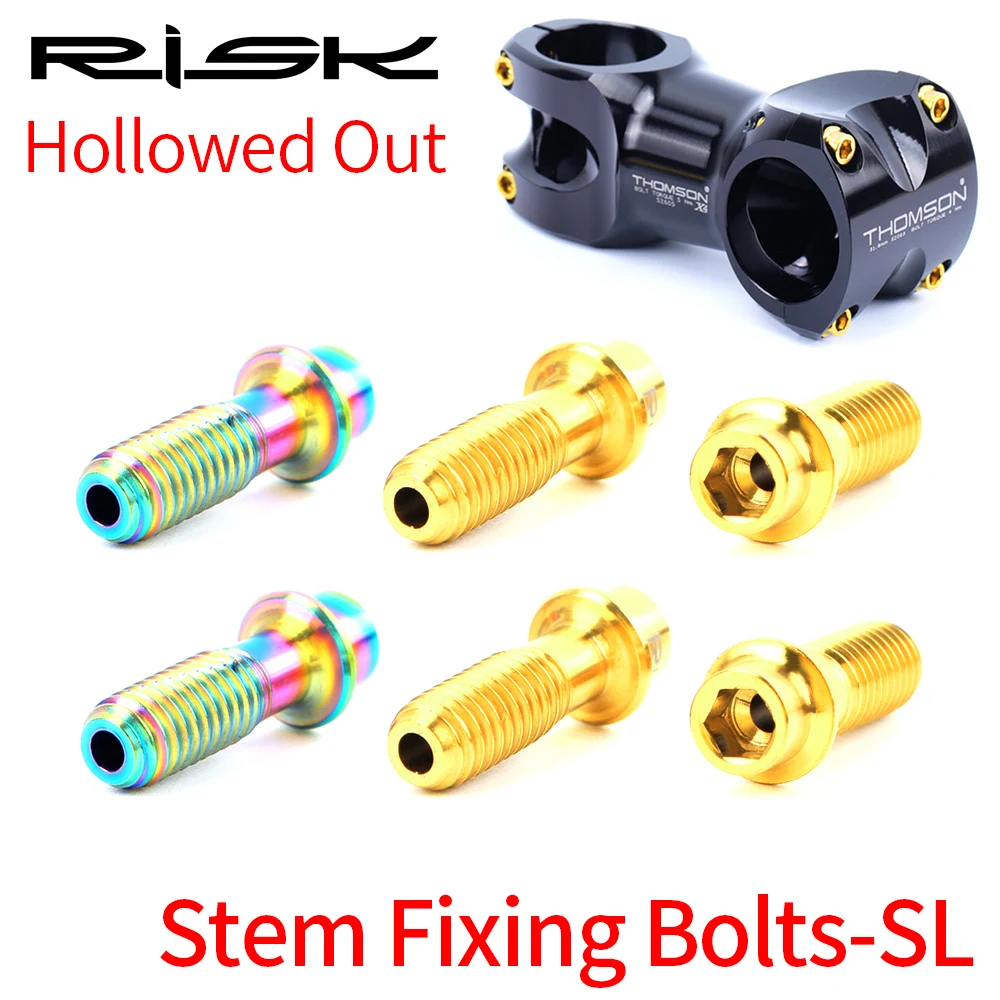 1.41g/pc 6pcs Super Light Hollowed Out Design Stem Fixing Bolts-SL M5*18 Mountain Bike Stem Screws Bolts TC4 Titanium Alloy