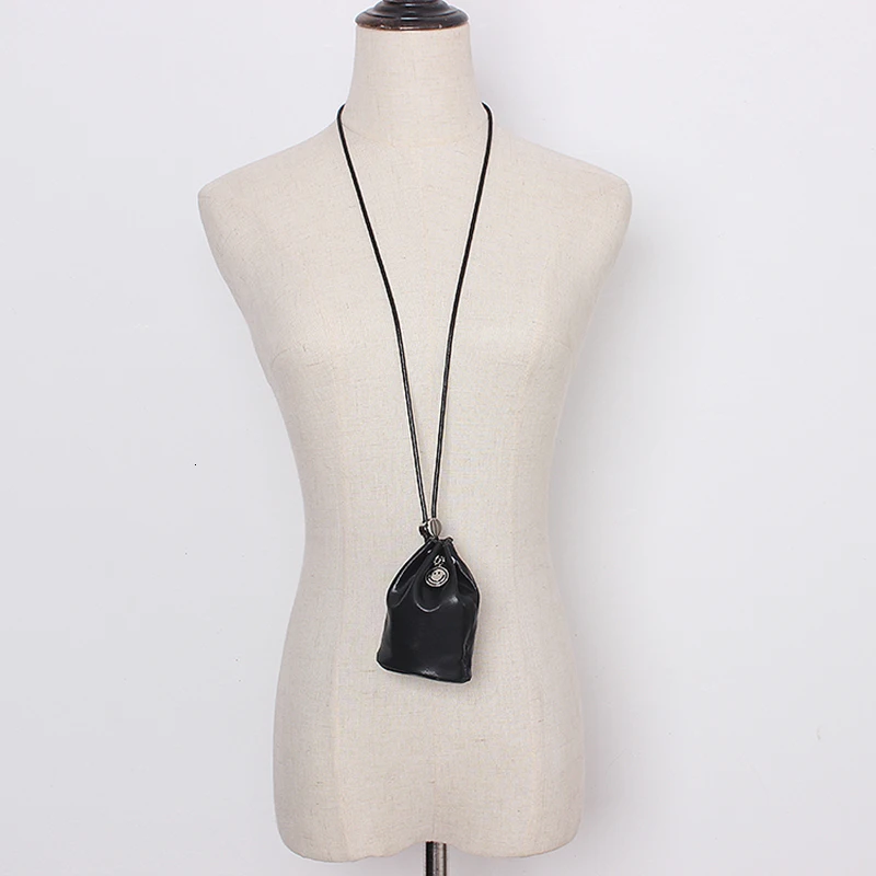 [EAM] Женская Черная мини-сумка, ожерелье из искусственной кожи, темперамент, мода, подходит ко всему, весна-осень 19A-a497