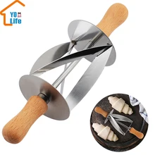 Кондитерские резаки из нержавеющей стали для резки Круассанов для приготовления хлеба, колесо для теста, деревянная ручка ножа для выпечки, кухонный нож