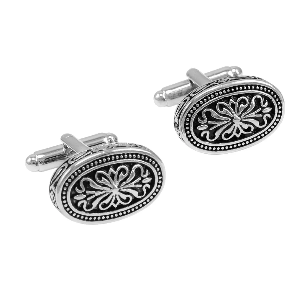 Mens Brass Retro Flower  Cuff Links Wedding Party Clothing Accessory