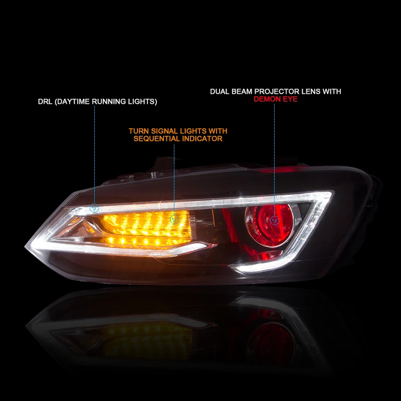 CNSUNNYLIGHT для VW/Volkswagen Polo 2011 2017 Автомобильные фары в сборе светодиодный DRL сигнал