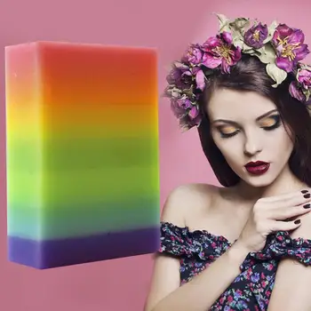 

80g Rainbow Soap Fruit Essential Oil Soap Handmade Reducing Skin Whitening Soap Moisturizing Deep Melanin Cleansing Q7N9