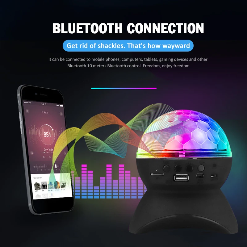 USB Перезаряжаемый Bluetooth динамик, сценический светильник, контроллер, светодиодный хрустальный магический шар, светильник, DJ Club Disco, вечерние светильник ing