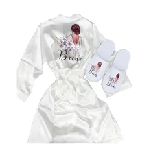  Bridesmaid Robes Wedding Robe Bridesmaid Team Bride Gifts Flower Print Bridal Proposal Engagement Gift Bride Gift Robes 