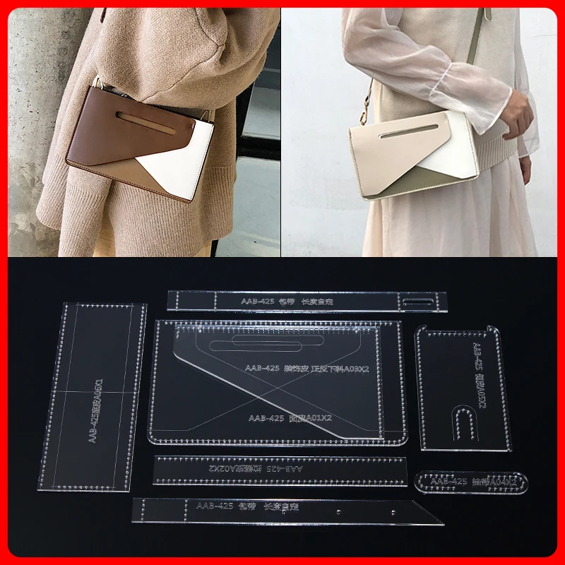 1 набор ручных кожаных изделий кожаная Художественная версия рисунок DIY дизайн маленькая квадратная сумка на одно плечо сумка-мессенджер акриловая бумага g