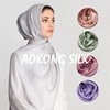 95*180cm New High Quality Soft Silk Linen Shinny Solid Plain Shawls Oversize Muslim Headband Wraps Hijab Scarves 1