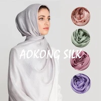 95*180cm New High Quality Soft Silk Linen Shinny Solid Plain Shawls Oversize Muslim Headband Wraps Hijab Scarves 1