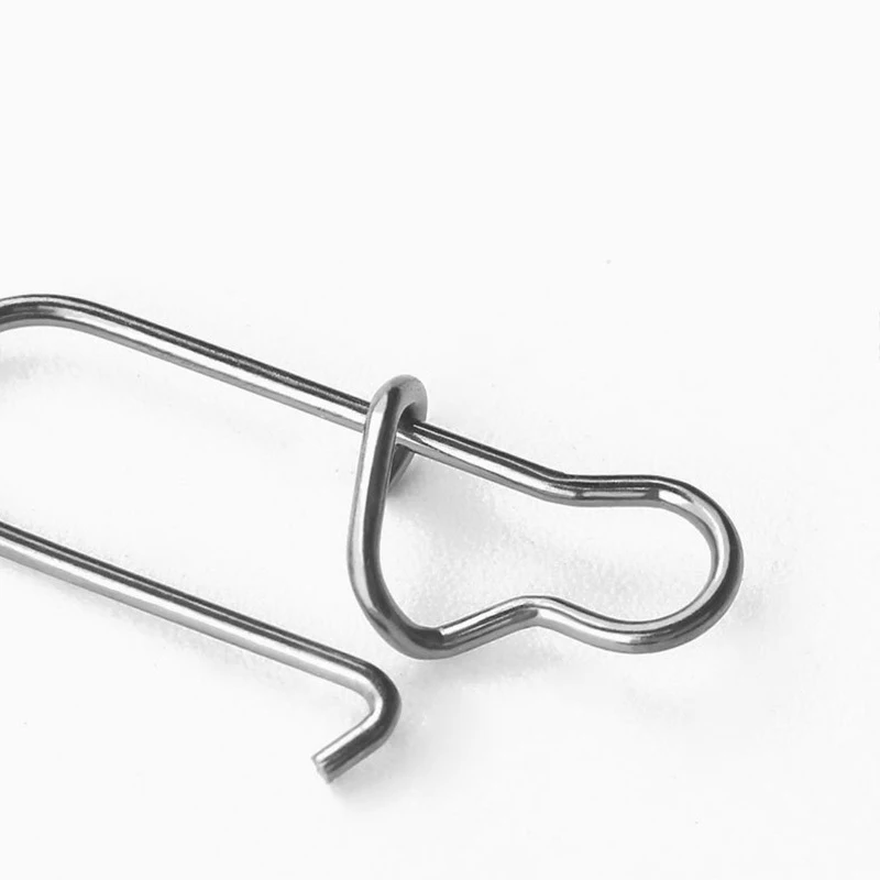 Description Picture 4 of item100 or 50 pcs Stainless Steel Fishing Snap with Box Hooked Snap Pin Fastlock Clip Accessories Tackle for Barrel Swivel Lure hook