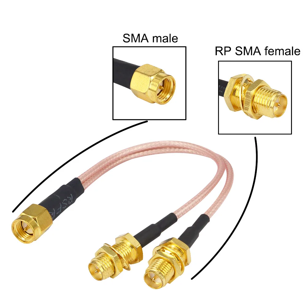 SMA штекер Y Тип 2X SMA женский штекер rp sma разъем сплиттер-Сумматор кабель косичка RF удлинитель RG316 кабель