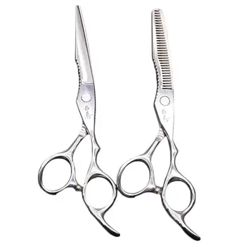

2Pcs Flat Scissors Teeth Scissors Suit Stainless Steel Hairdressing Scissors Hair Cutter Silver For Hair Salon Barber Shop