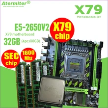 Atermiter X79 X79G материнская плата LGA2011 мини-блок питания ATX комбо E5 2650 V2 Процессор 4 шт х 8 ГБ = 32 Гб DDR3 Оперативная память 1600 МГц PC3 12800R