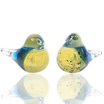 

Art Glass Crystal Couple Bird Figurines Statues Handmade Blown Animal Sculpture Paper Weight Christmas Home Decor
