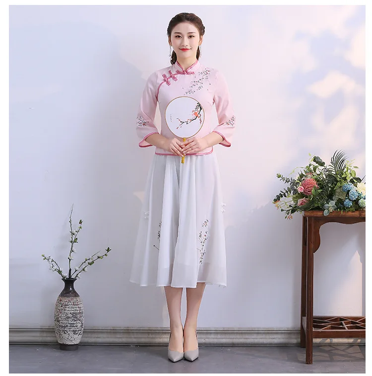 Стиль, Модный облегающий Топ Cheongsam, улучшенный китайский костюм, ретро китайский стиль, женское платье со стоячим воротником, три четверти