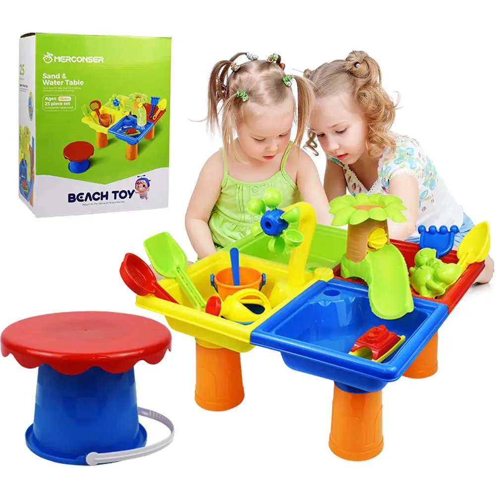 Beach Toys Activity Table Kids Durable Realistic Sand And Water Table With Cover Educational Games Toy For Outdoor Indoor Beach Sand Toys Aliexpress