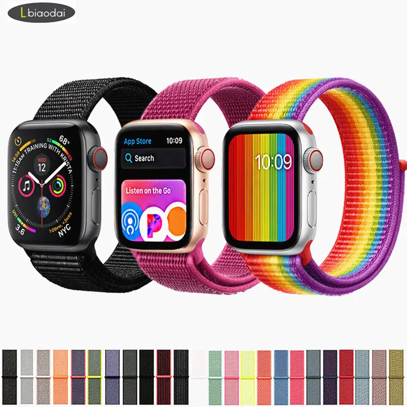 Нейлоновый ремешок для Apple Watch band 38 мм 42 iWatch 4 Band 44 40 спортивная ткань-feel браслет watch