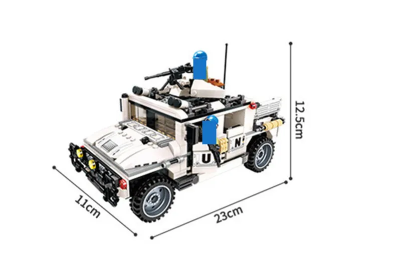 452 шт. Военная миссия по охране мира Тандер армейский Hummer Car Brinquedos Playmiobil