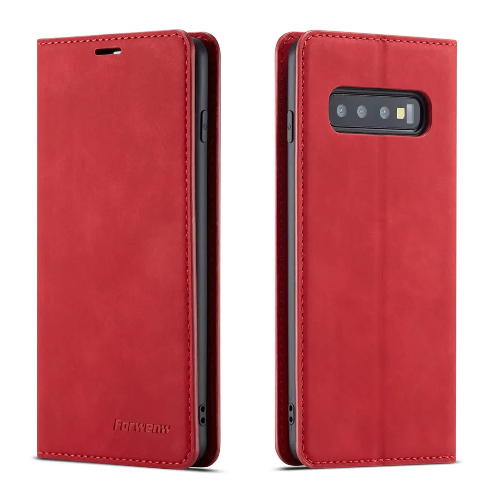 Роскошный кожаный чехол-бумажник с откидной крышкой для телефона samsung Galaxy S10 Plus+ S10e S 10 E Lite с магнитной подставкой для карт Galaxy S10 S10Plus - Цвет: Red