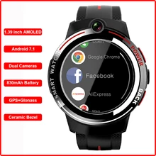 Relógio inteligente android 7.1 4g gps 1.39 amamtela amoled câmera dupla chamada de telefone móvel freqüência cardíaca homem reloj inteligente pk kospet esperança