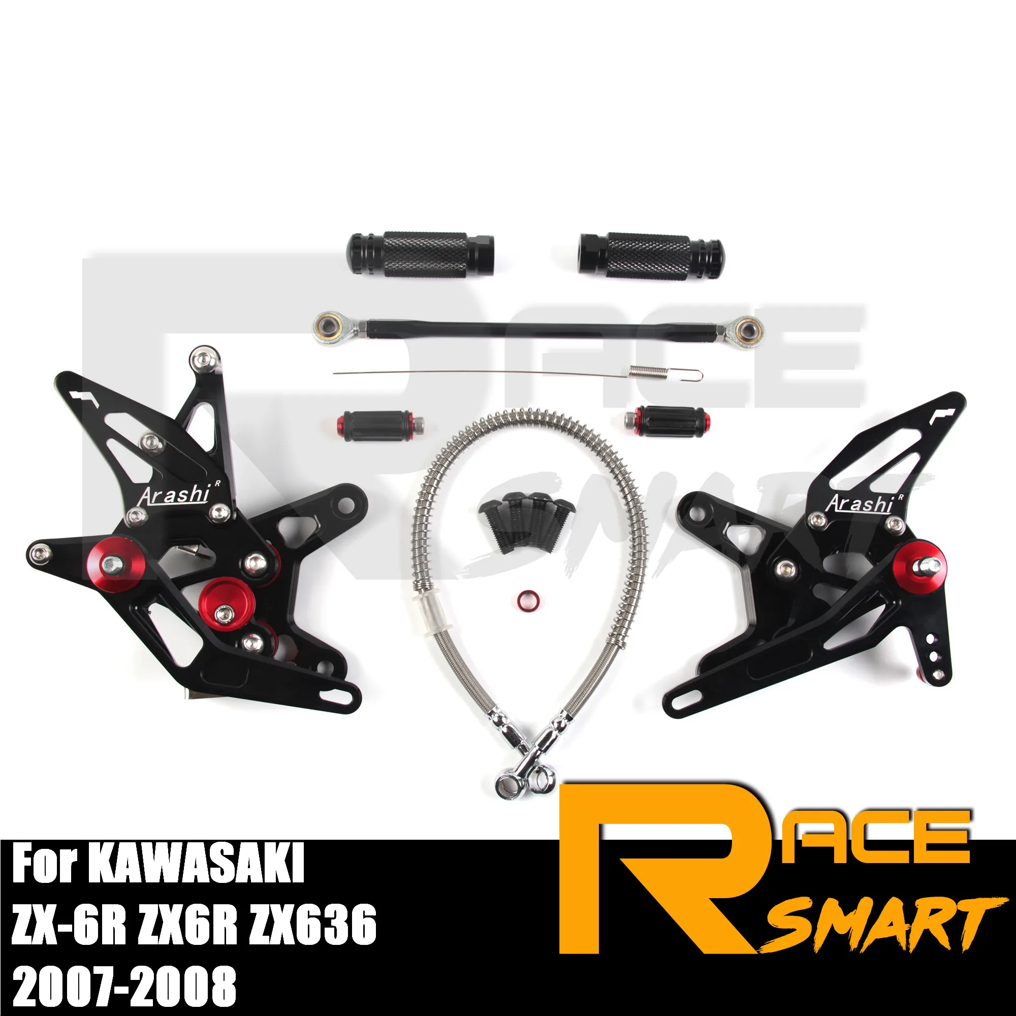Для KAWASAKI ZX-6R ZX6R ZX636 2007 2008 ZX 6R CNC регулируемые Задние подножки педали аксессуары для