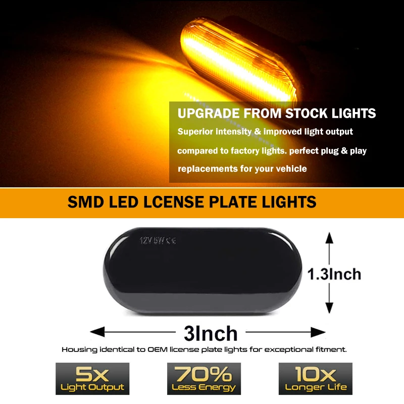 2pieces Led Dynamic Side Marker Turn Signal Light For Volkswagen VW Bora Golf 3