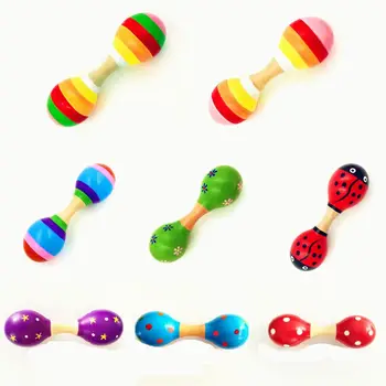 

Double Head Colorful Wooden Maracas Baby Child Musical Instrument Rattle Shaker For Party Toy 72XC