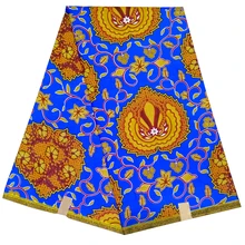 Fashion Batik African Ankara Printed Wax Fabric Polyester Real Dutch Wax African Floral Print Blue Fabric For Dress